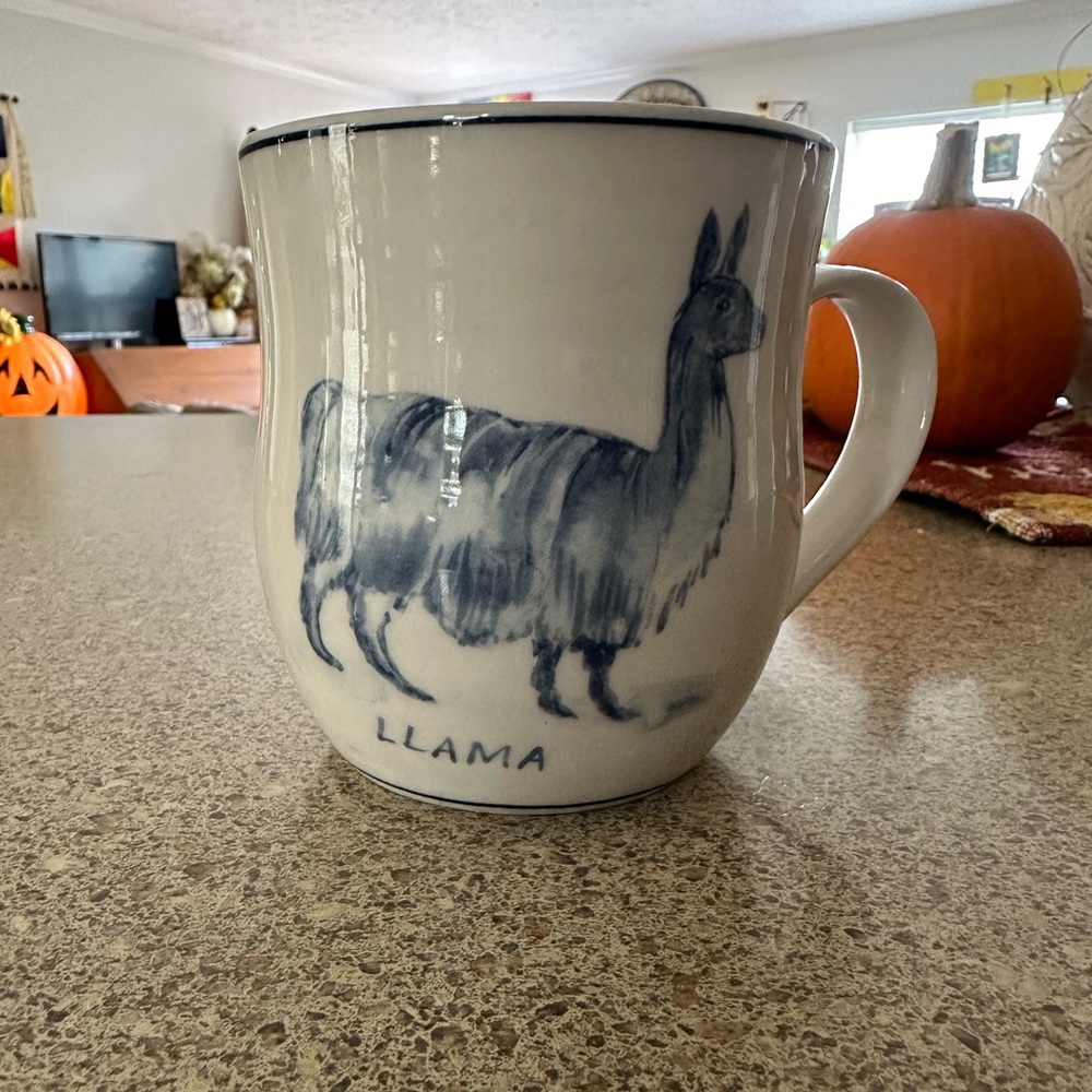 anthropologie llama mug